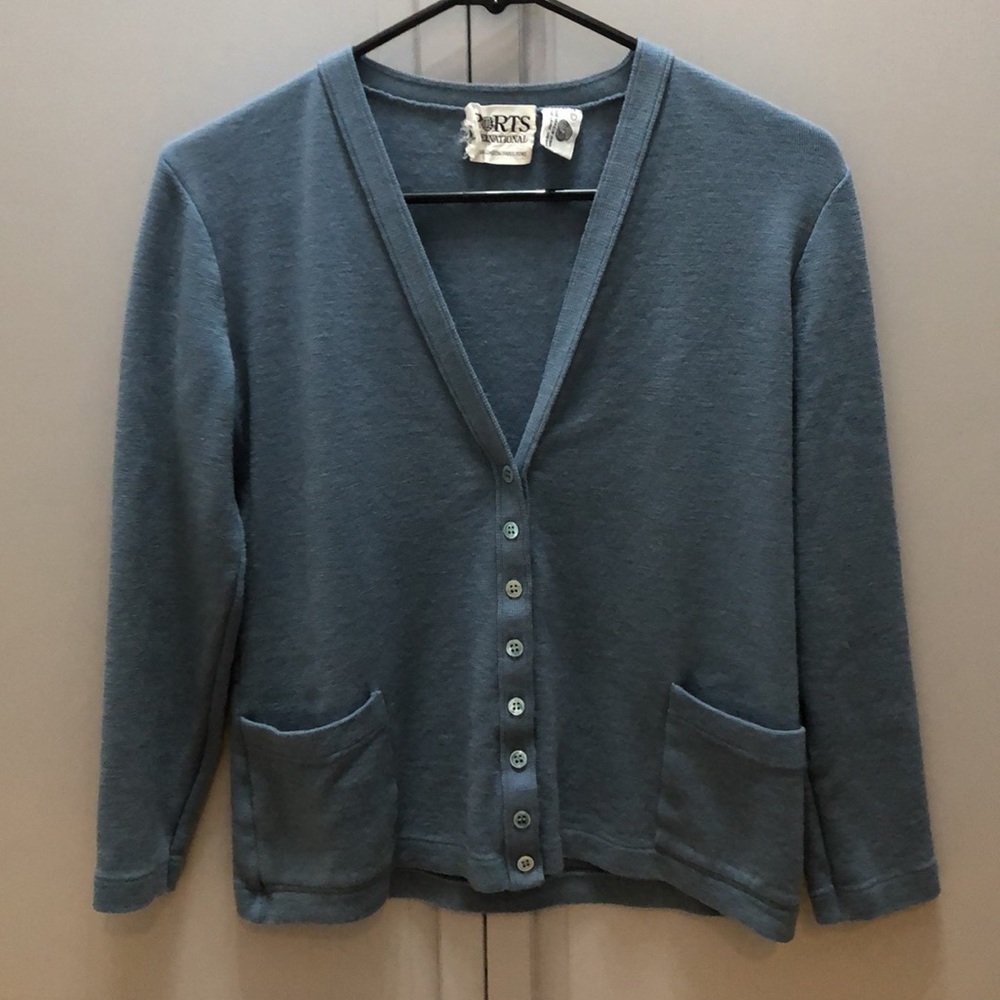 New vintage Ports 1961 100% virgin wool v-neck cropped grandpa grandma cardigan